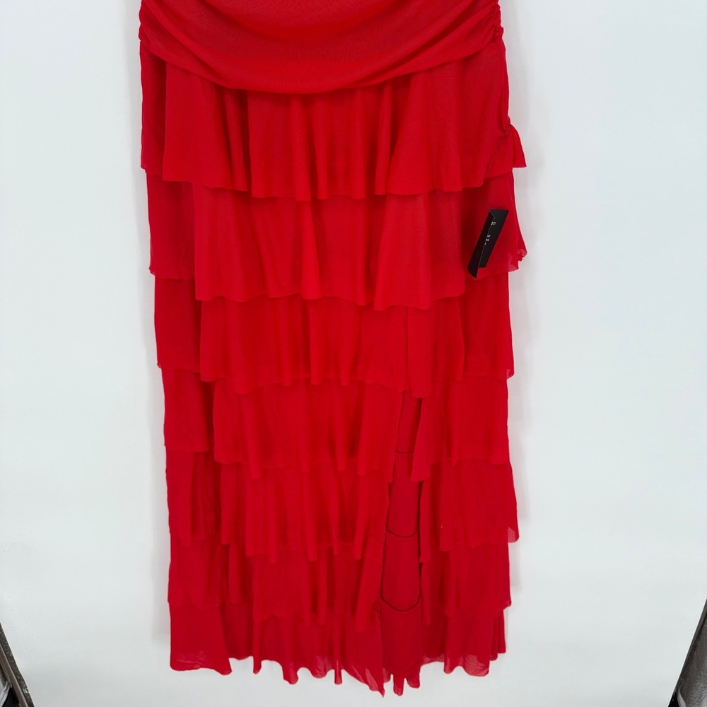 Lulus Exceptional Existence Red Mesh Ruched Tiered Maxi Dress‎ - Picture 4 of 9